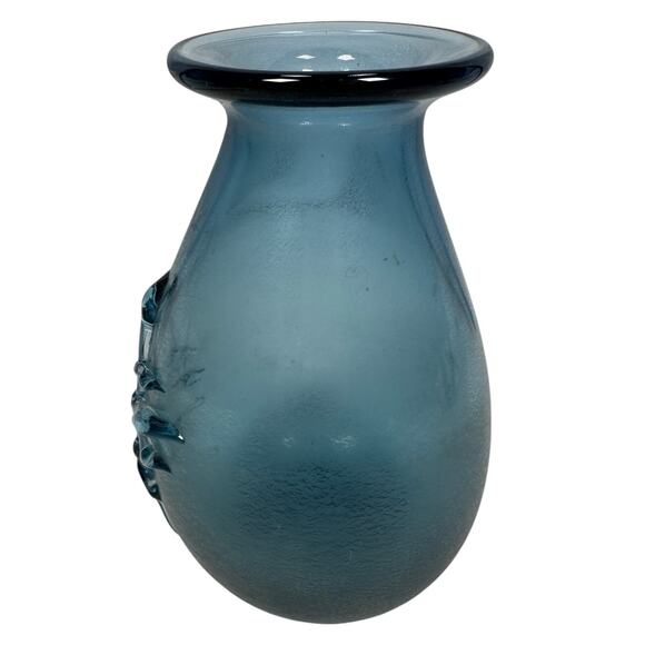 Vintage Buzz Williams Signed Art Glass Hand Blown Vase Blue Subtle Mottled 1983 - Picture 4 of 10